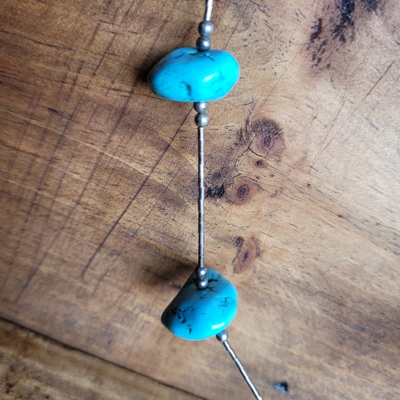 Vintage Turquoise and Sterling Silver Necklace - Picture 2 of 6